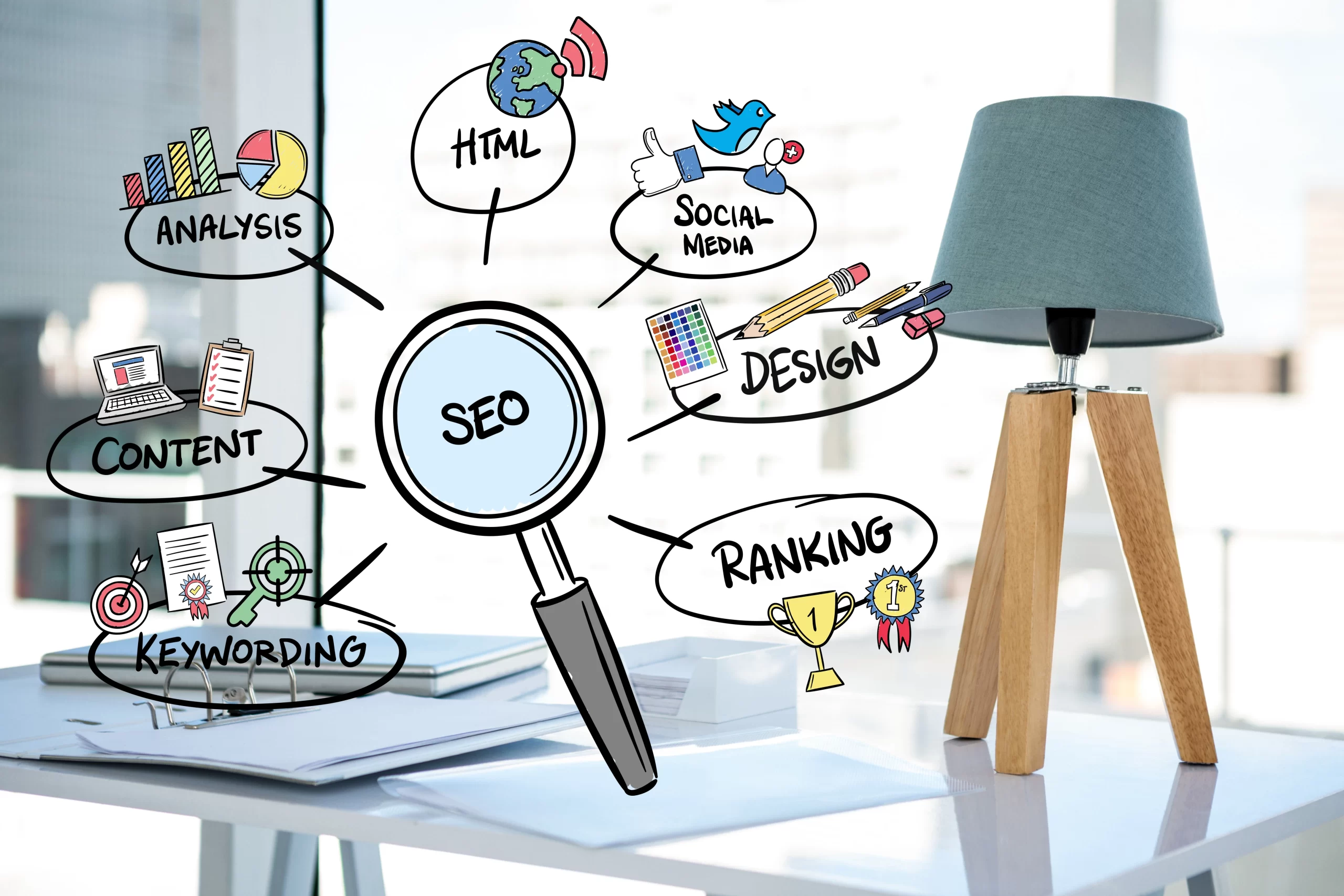 magnifying glass with seo concepts scaled - webwithsimran magnifying glass with seo concepts scaled